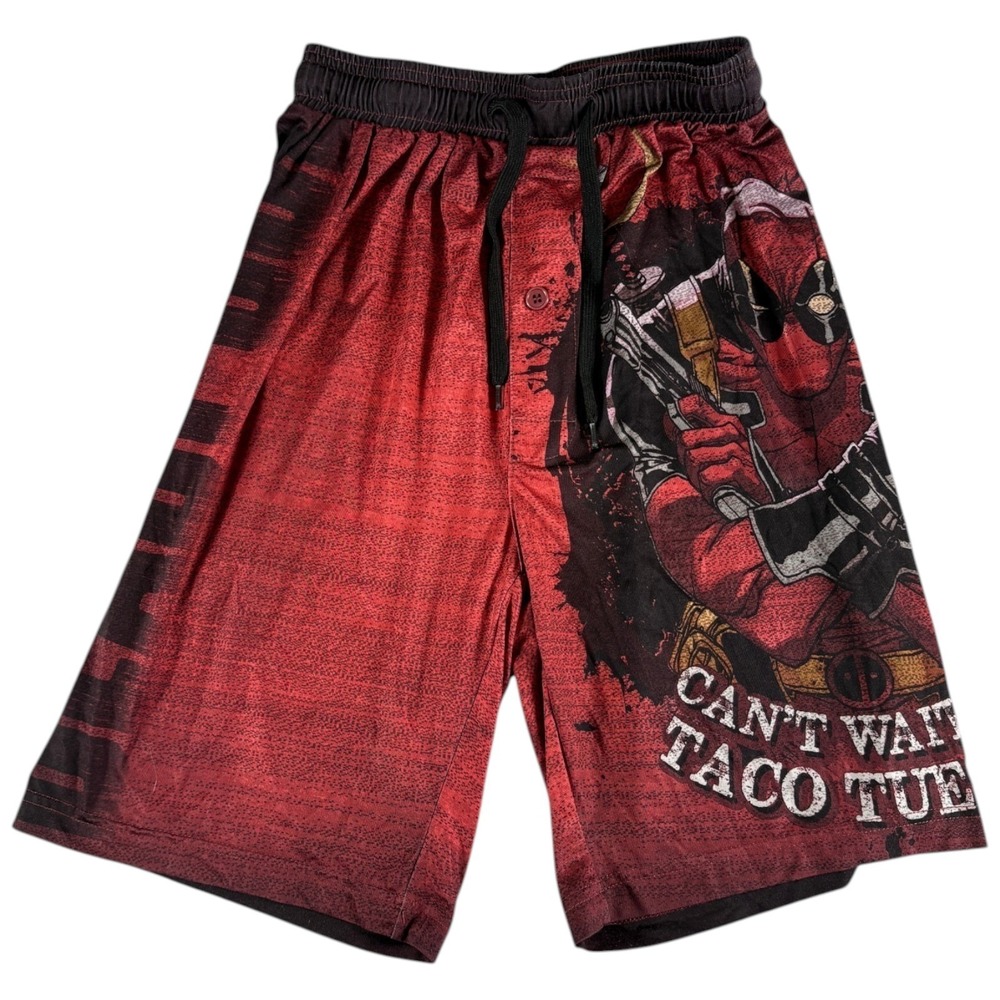 Marvel‎ Deadpool Taco Tuesday Jam Sleep Shorts Mens S Multi Graphic Drawstring